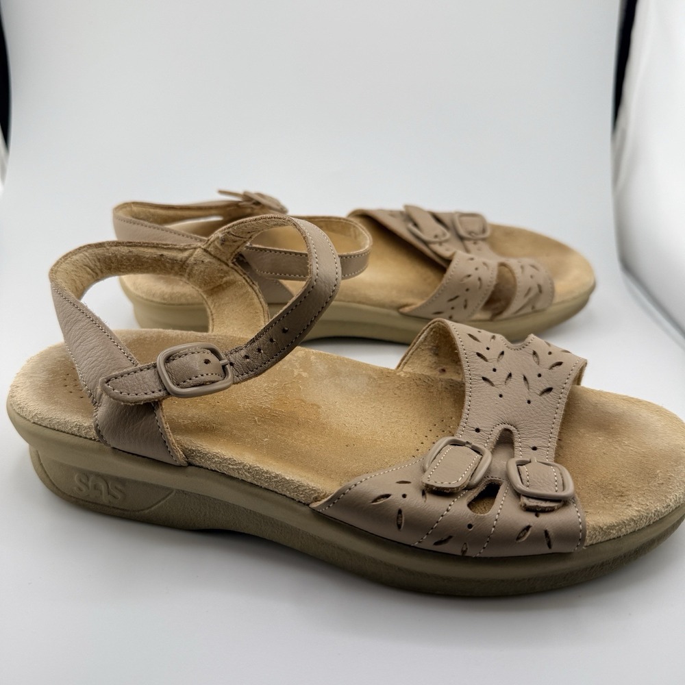 SAS Duo Sandal Tan Womens 6 W Tripad Comfort Strappy Leather Tan Vintage - Picture 5 of 9